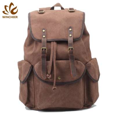 good quality guangzhou khaki color canvas duffle backpack